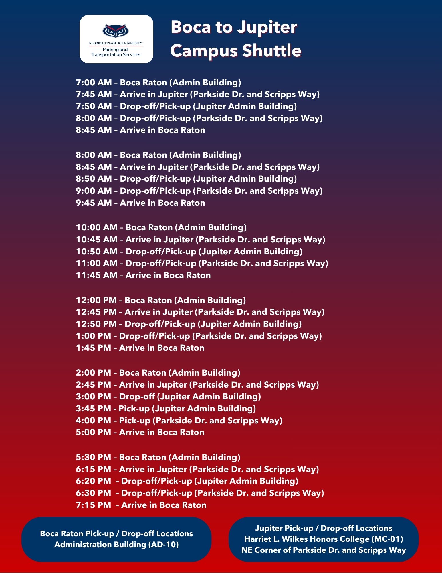 Boca to Jupiter Campus 