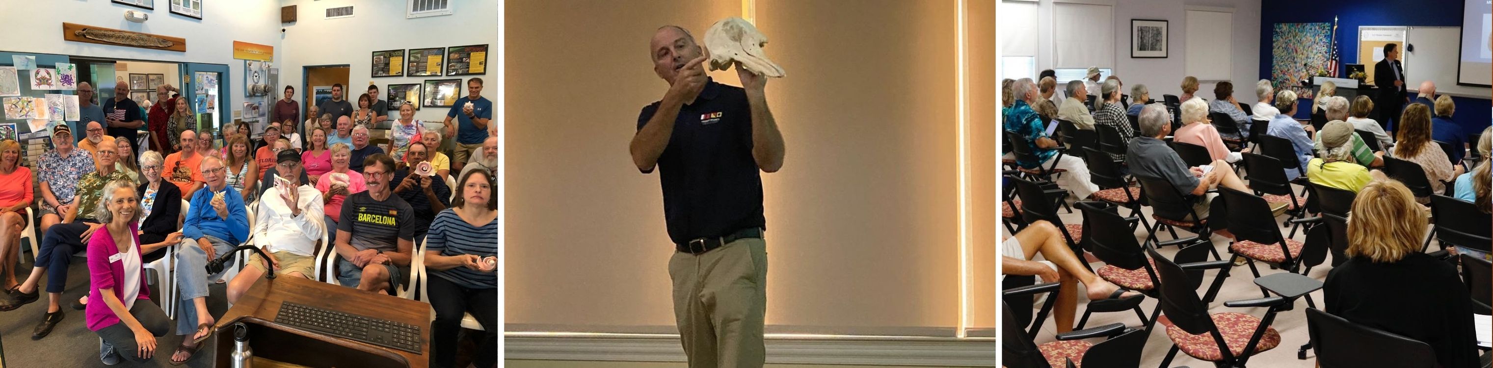 Speakers Bureau collage of people at a presentation